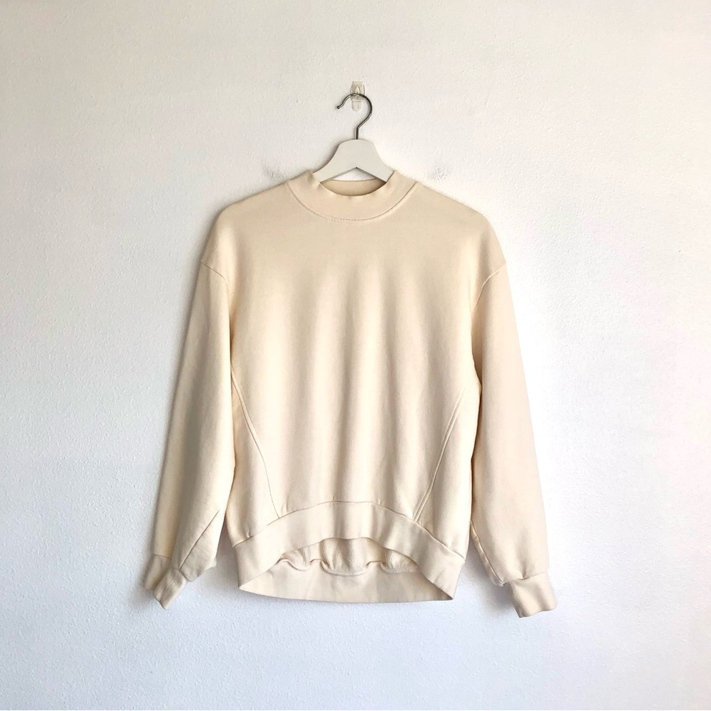 & Other Stories Cream / Off White High Neck French Terry Sweatshirt Size US 0